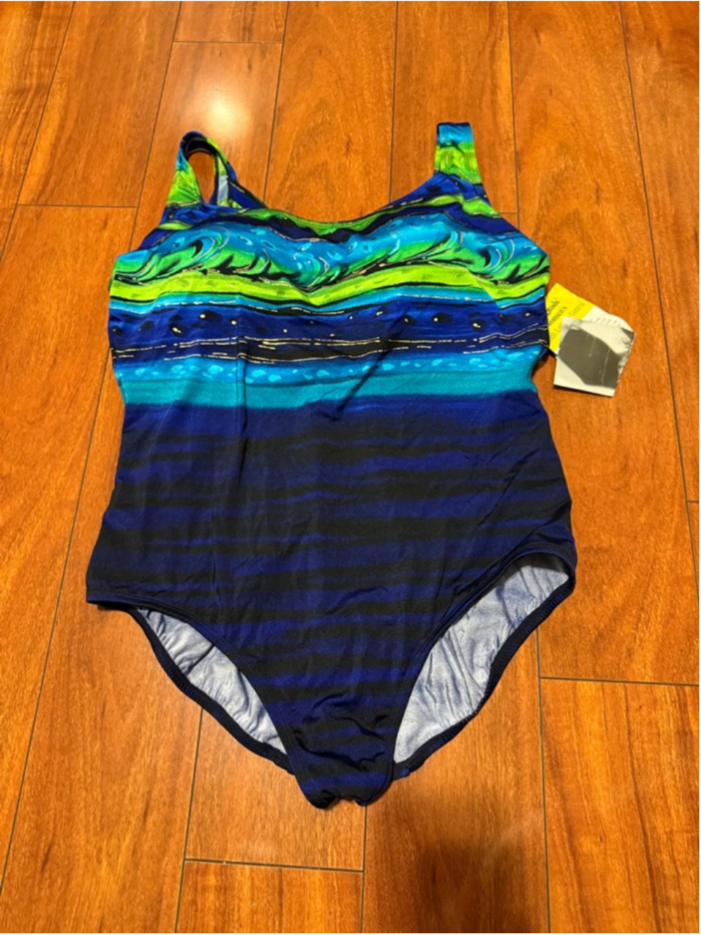 Women's Longitude One Piece Swimsuit 22W Blue Green Striped